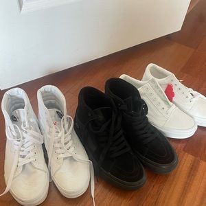New and almost new. Vans 3 pair. black and white.  Size 6.5